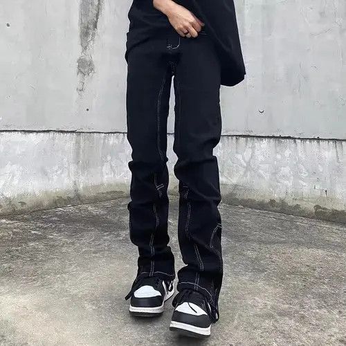 Japanese Brand × Jean High Street Topstitched Slim Fit Slit Zip Micro Flare Jeans Size US 32 / EU 48 - 2 Thumbnail