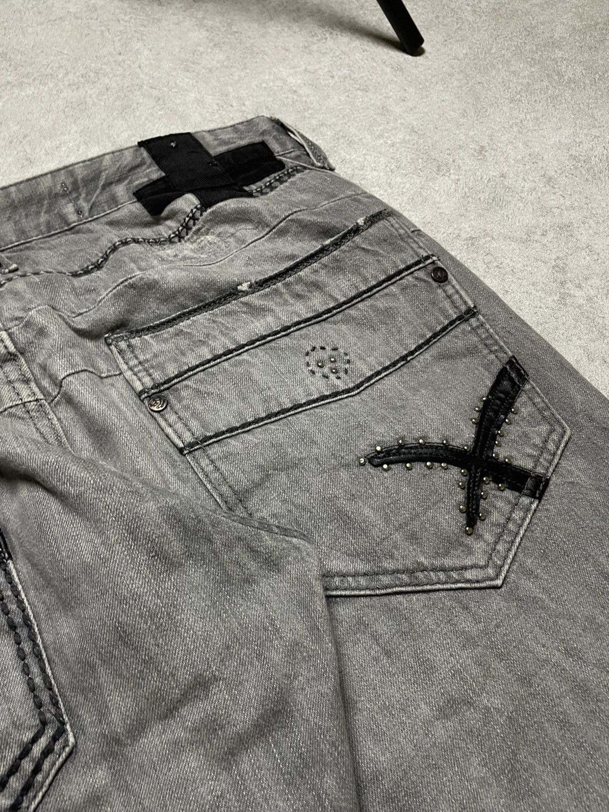 If Six Was Nine RNT23 Skull Destroyed glam denim w/ twisted seams & raw edge Size US 36 / EU 52 - 19 Thumbnail