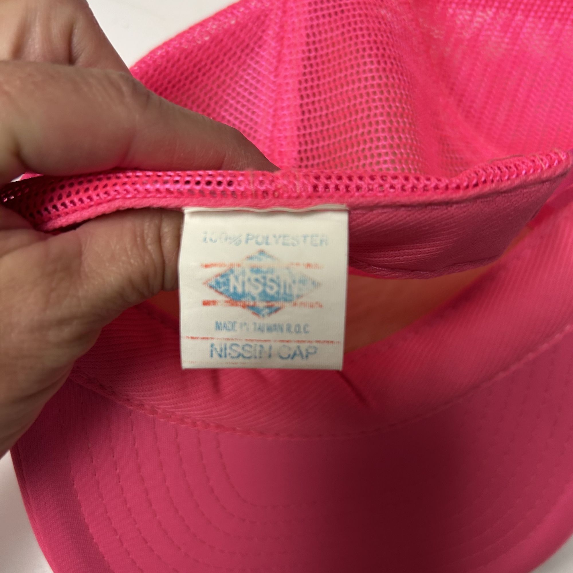 Nissan 90's NEON PINK Mesh TRUCKER Hat BLUE HORSE SALOON Snapback Size ONE SIZE - 6 Thumbnail