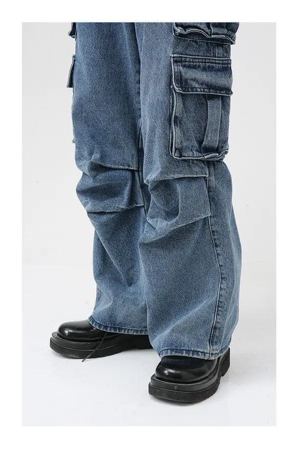 VIBE utility pleated faded baggy cargo jeans Size US 30 / EU 46 - 4 Thumbnail