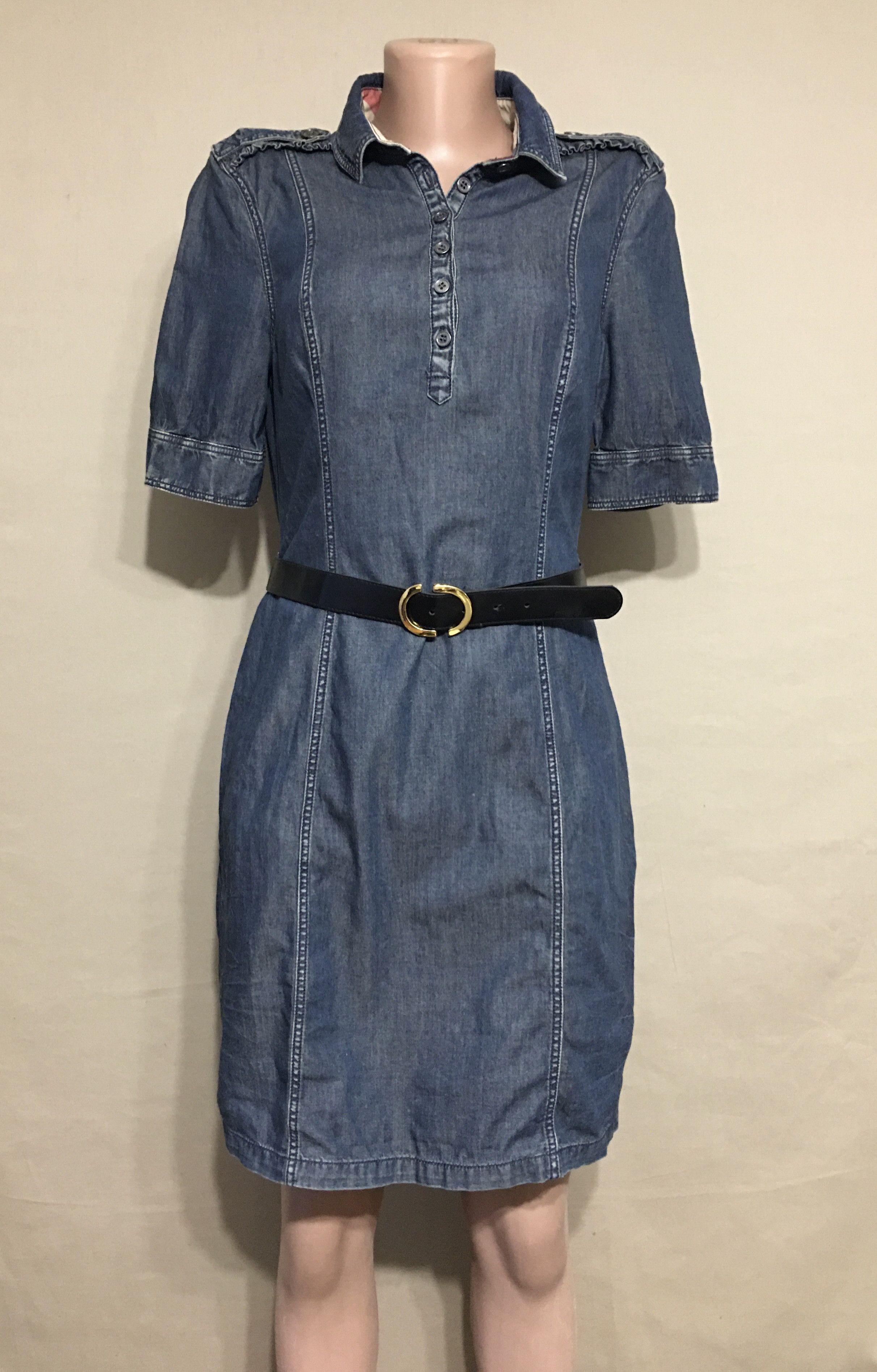 Burberry Brit Denim Blue Cotton Dress UK8 US6