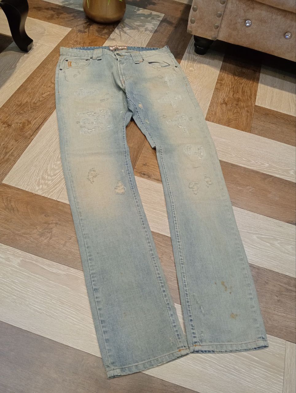 John Galliano GALLIANO ITALY BLUE DENIM SLIM DISTRESSED PANTS Size US 32 / EU 48 - 3 Thumbnail