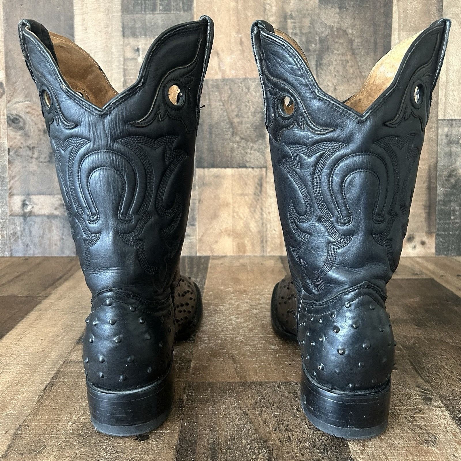 Vintage El General Ostrich Print Square Toe Cowboy Boots Mens 9.5 Size US 9.5 / EU 42-43 - 10 Thumbnail