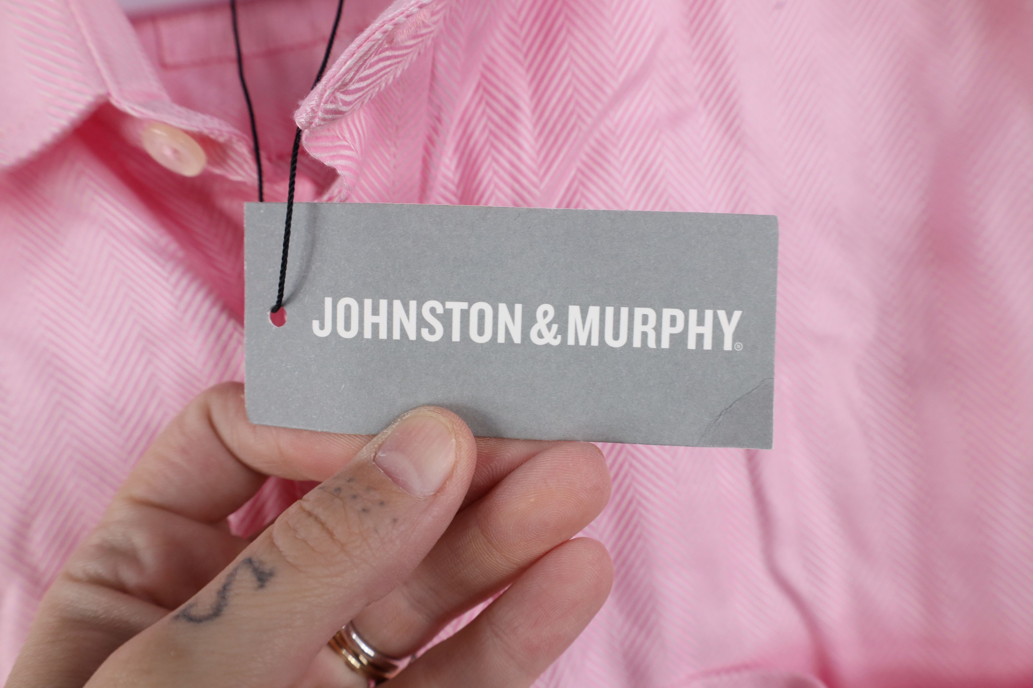 Johnston & Murphy New Johnston & Murphy Fit Herringbone Collared Button Shirt Size US L / EU 52-54 / 3 - 9 Thumbnail