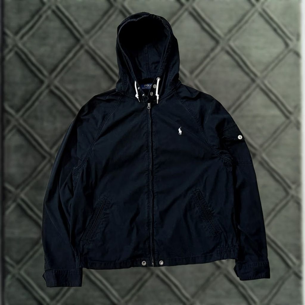 Ralph Lauren Polo Ralph Lauren Jacket Windbreaker Hooded XL Men's Cotton-Blend Softshell Zip Snap Drawstring Logo Black 319774 Size US XL / EU 56 / 4 - 1 Thumbnail