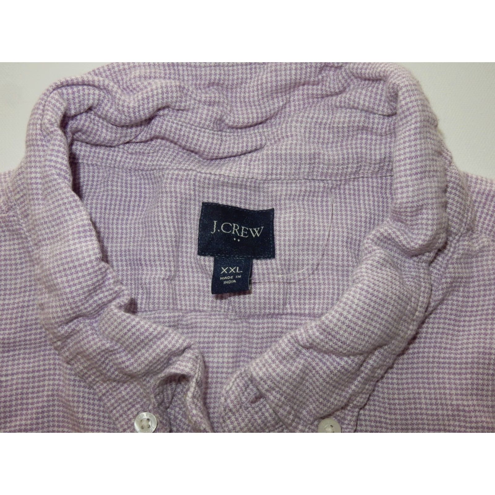 J.Crew J.CREW Men's Linen Button-Front Shirt 2XL Short Sleeve Purple Mini Houndstooth Button-Up Mens Size US XXL / EU 58 / 5 - 4 Thumbnail
