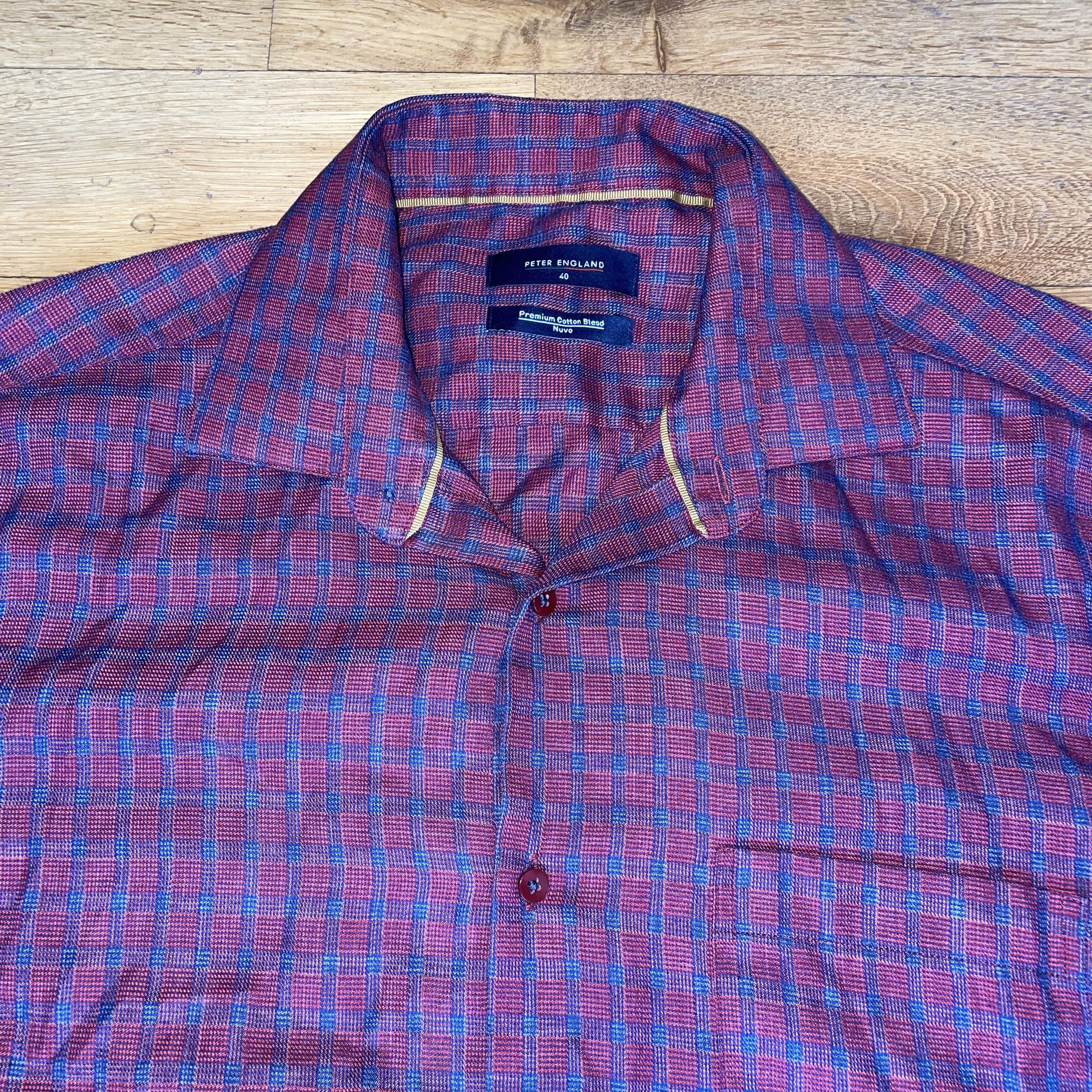 Designer × Indigo Peter England Men's Fashionable Cotton Blend Shirt Size 40 Size US L / EU 52-54 / 3 - 3 Thumbnail