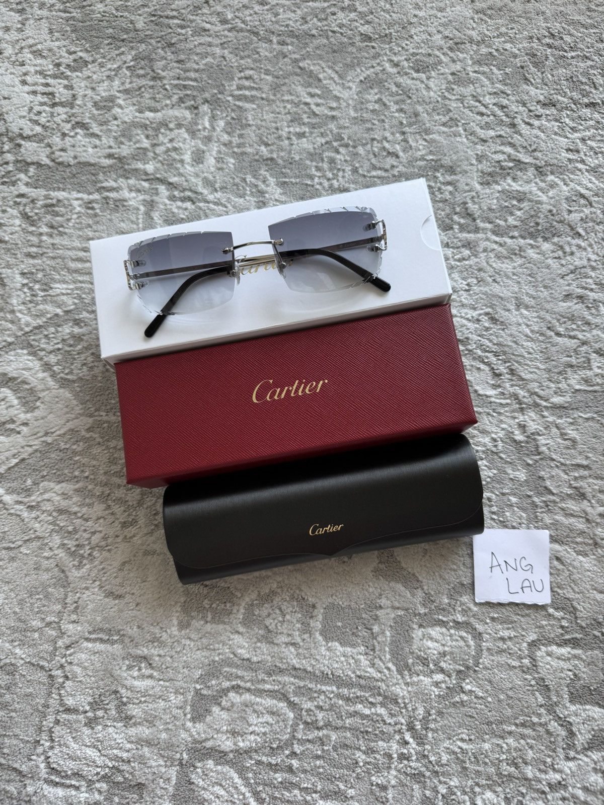 Cartier Cartier Big C Wire Platinum Sunglasses Diamond Cut Lenses Size ONE SIZE - 1 Thumbnail