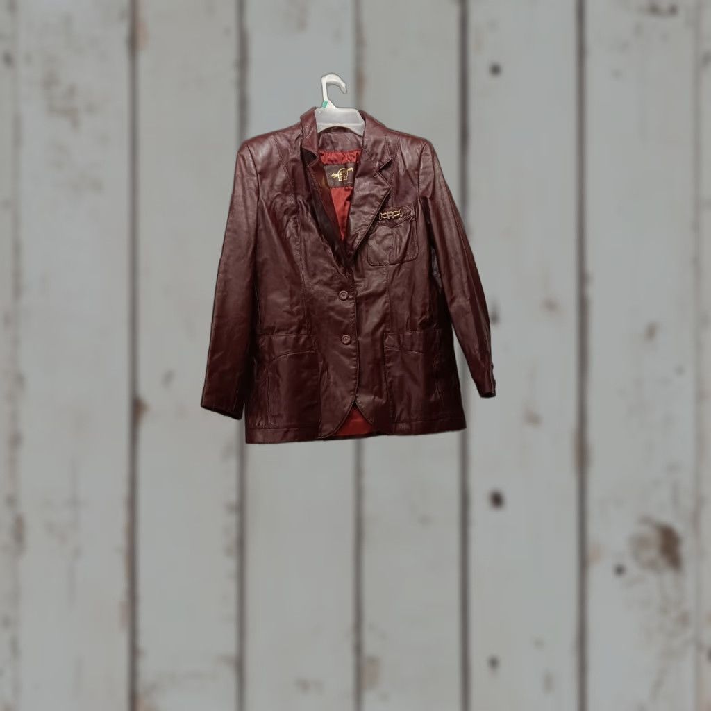 Etienne Aigner VINTAGE Etienne Aigner Women's Blazer Leather Burgundy Ox Blood 8 XS? Ladies? Size M / US 6-8 / IT 42-44 - 1 Thumbnail