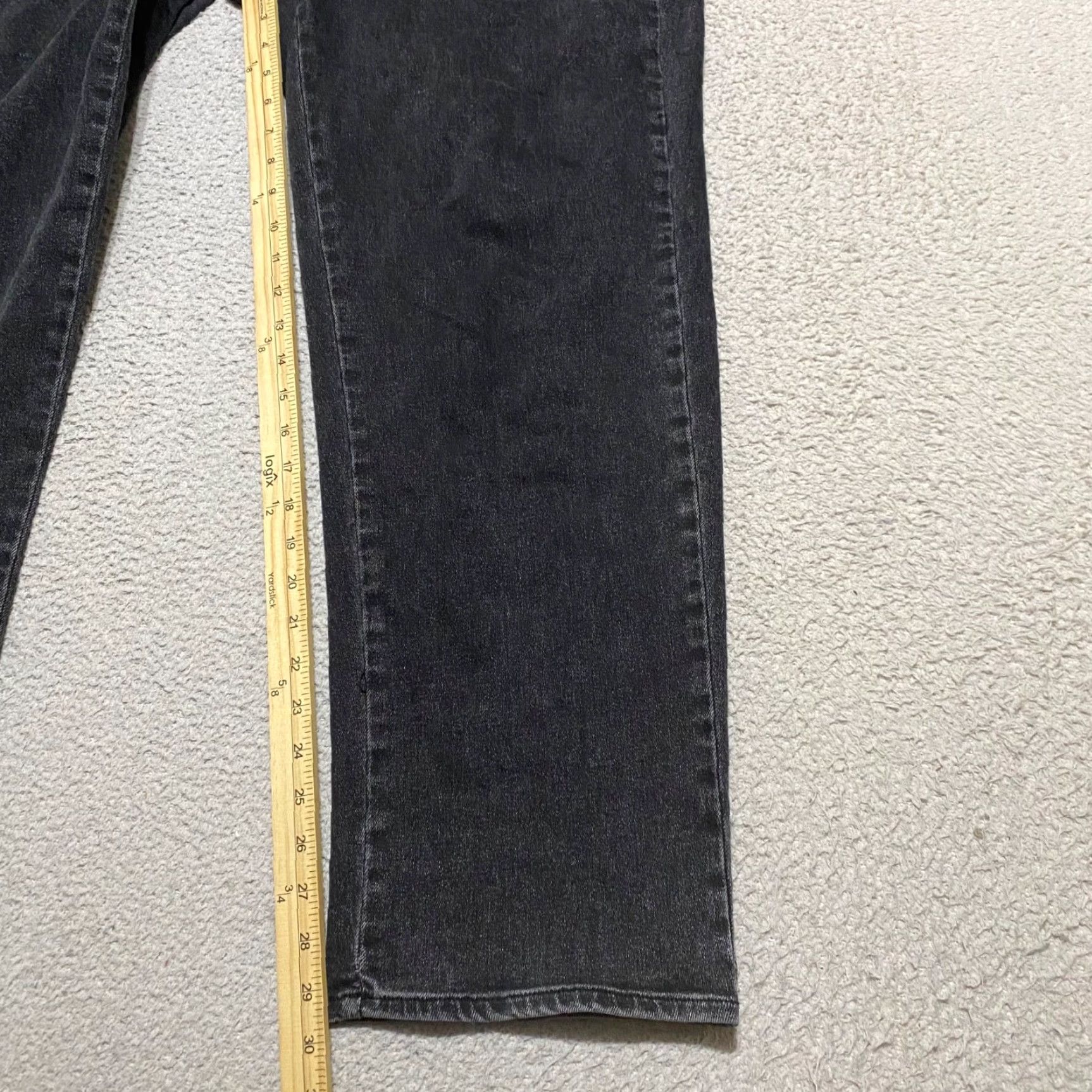 Vintage Universal Standard Jeans Womens 14 Tall Faded Black Denim Straight High Rise 5-Pocket Stretch Regular Inseam 29in Size 14 Tall Black Jeans Womens Size 36" / US 14 / IT 50 - 6 Thumbnail