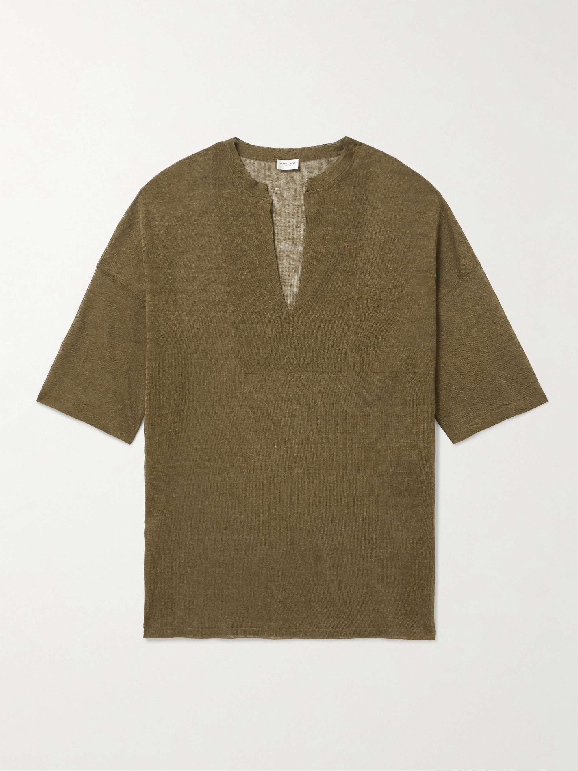Saint Laurent Paris o1s1wg110725 Top in Linen And Silk in Khaki Size US XL / EU 56 / 4 - 1 Thumbnail