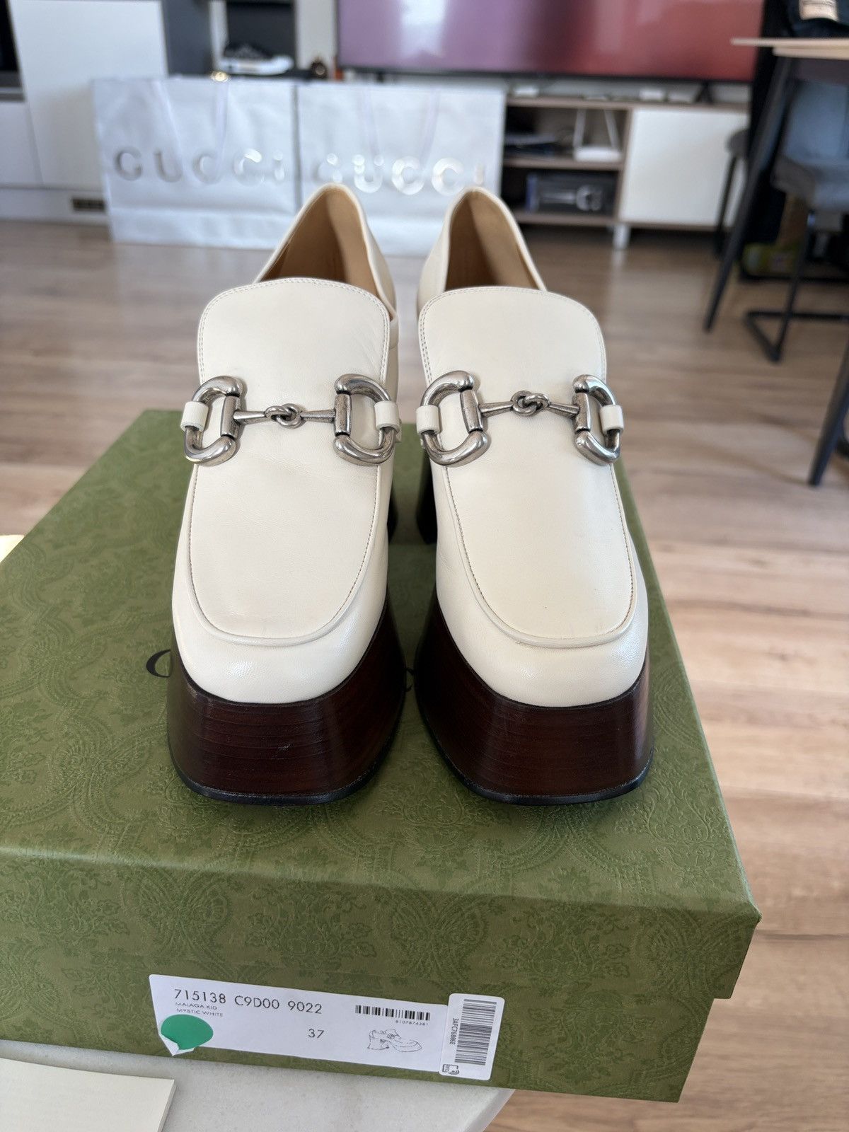 Gucci Gucci platform horsebit loafer white Size US 7 / IT 37 - 3 Thumbnail