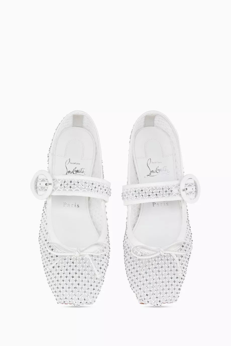 Christian Louboutin oc11z0525 Mamastrapitina Flat Resille Strass in White Size US 9 / IT 39 - 4 Thumbnail