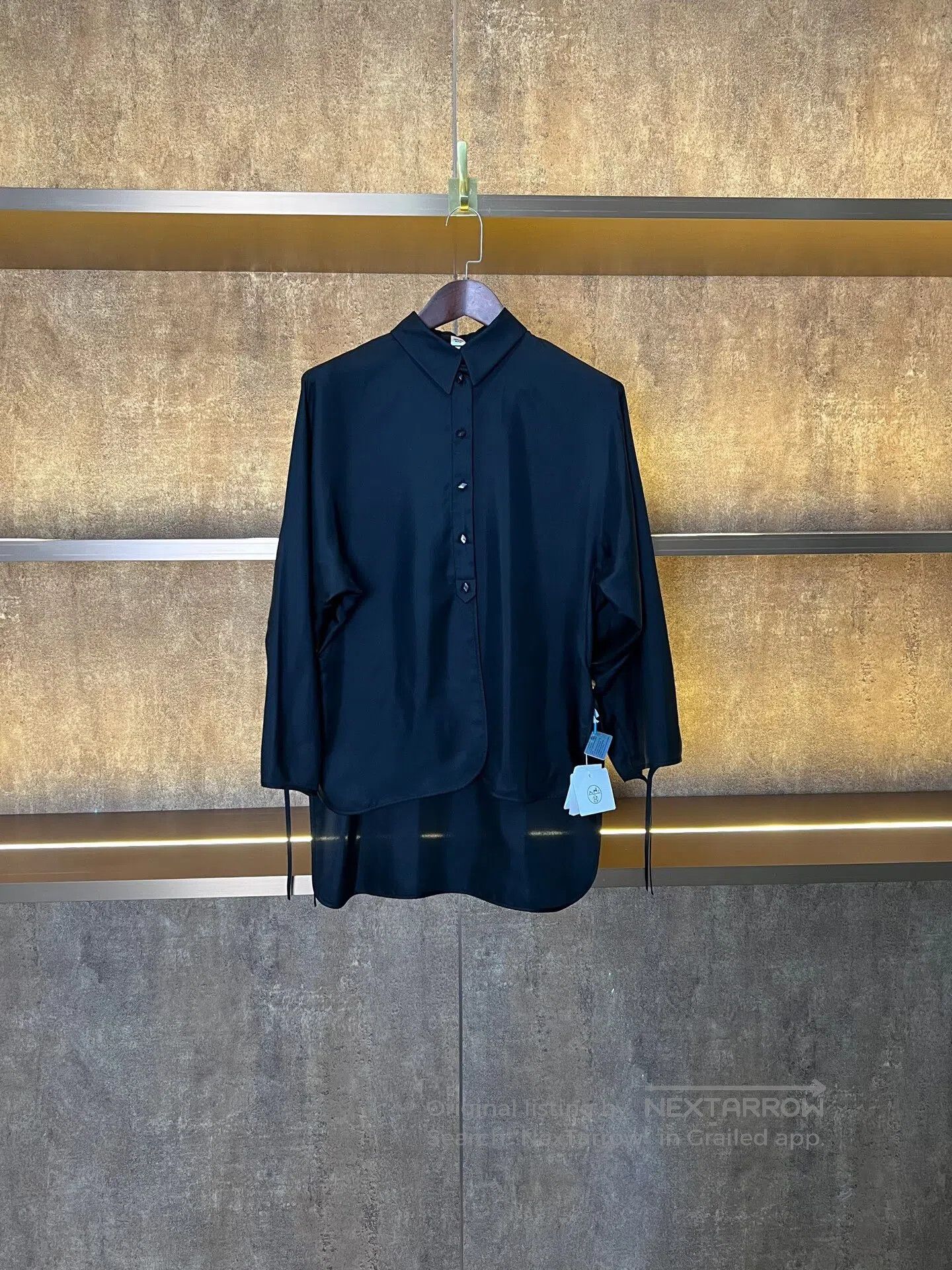 Hermes Hermes Black Asymmetric Hem Silk Shirt| Size XS / US 0-2 / IT 36-38 - 1 Thumbnail
