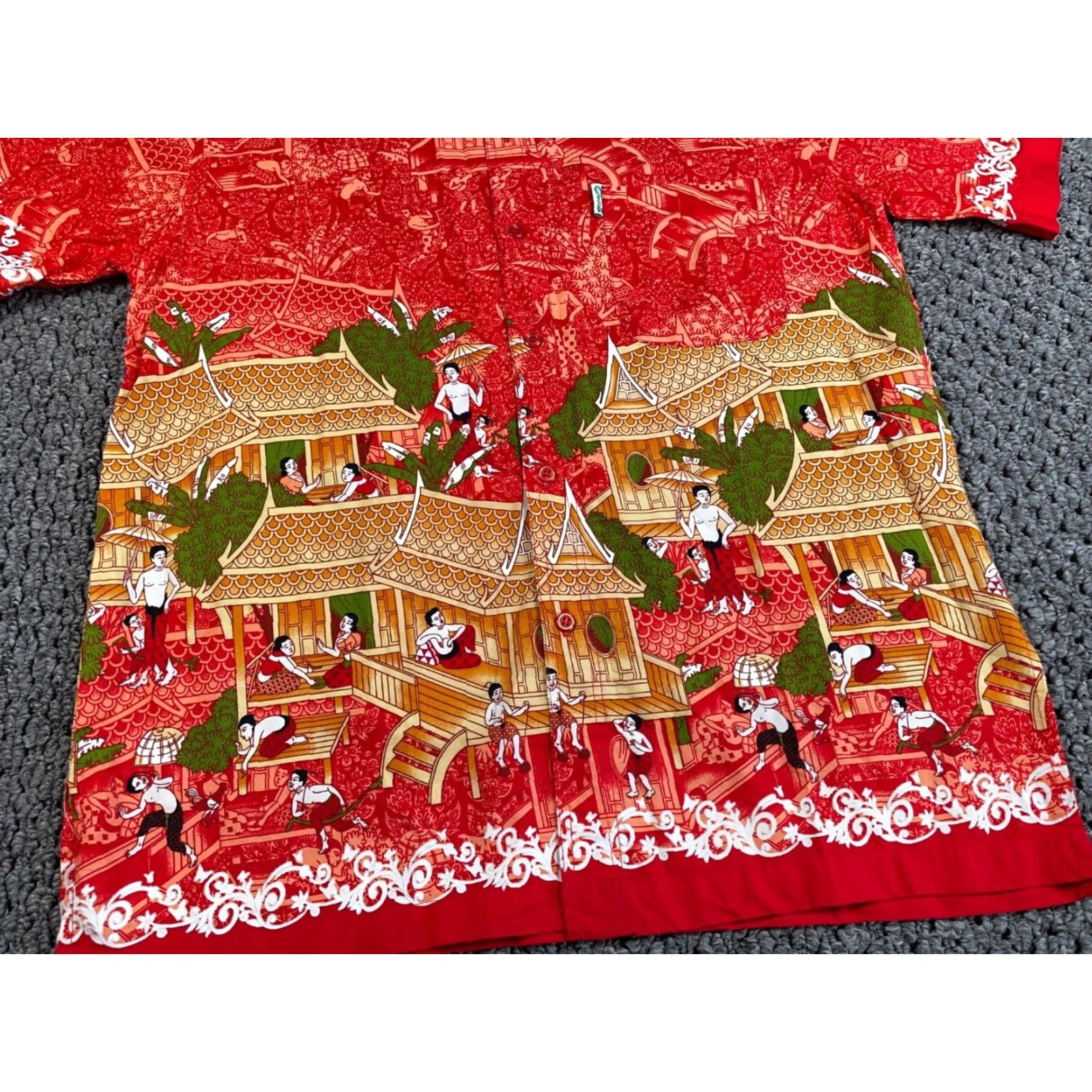 Vintage VINTAGE Ancient Japan Geometric Pattern Shirt Adult Large Red Button-Up Opal Tag Retro Mens Size US L / EU 52-54 / 3 - 7 Thumbnail