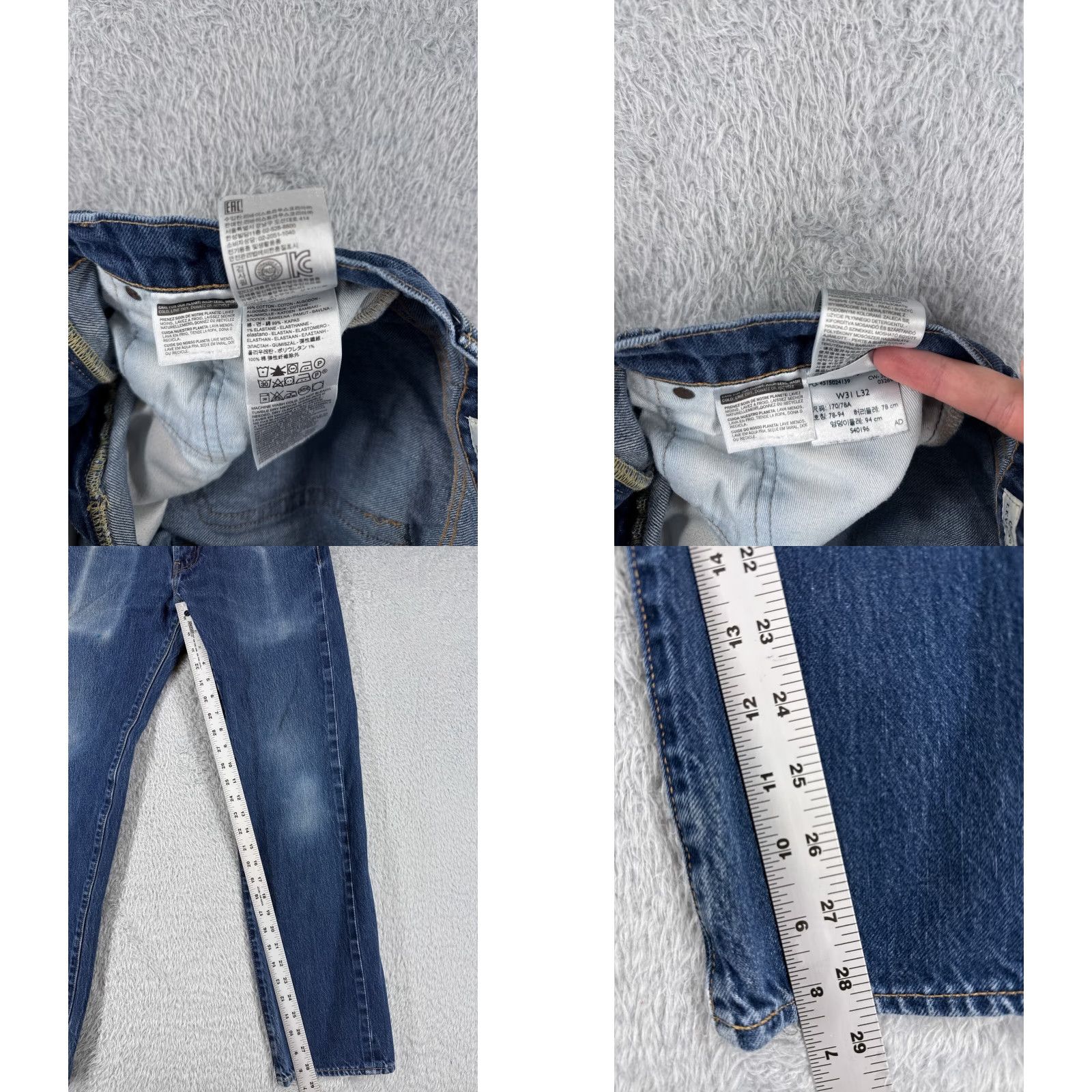 Levi's Levis Jeans Adult 31 Blue Denim 505 Cotton Big E 30x29 Levi's 500 Series Regular Slim Read Size US 31 - 8 Thumbnail