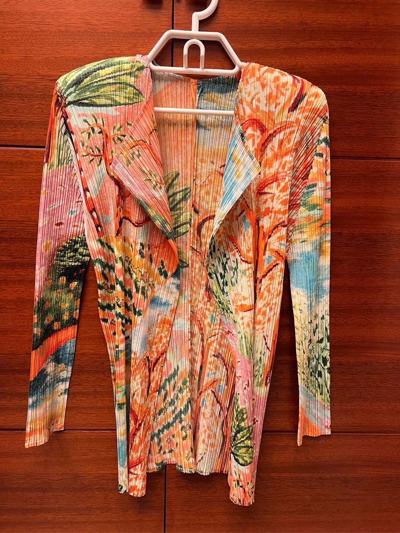 Issey Miyake Issey Miyake size:3 Yellow pleated floral cardigan Size S / US 4 / IT 40 - 3 Thumbnail