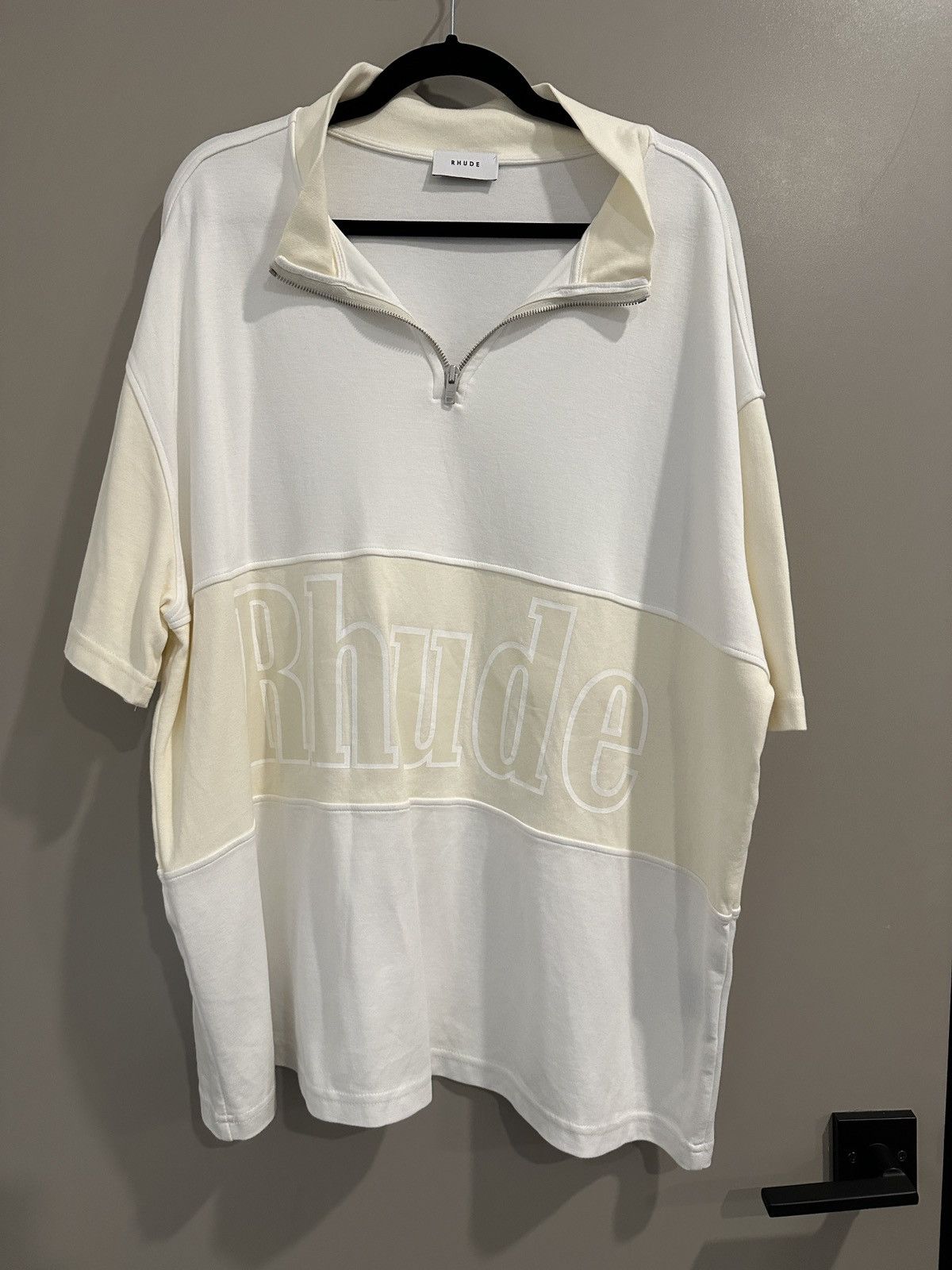 Rhude Rhude White/Cream Panel Zip-Up Henley Size Large Size US L / EU 52-54 / 3 - 1 Thumbnail