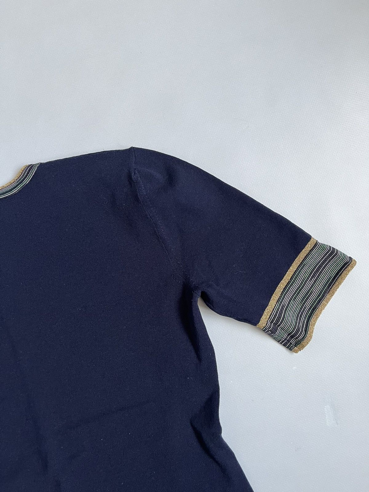 Missoni Missoni Women Blue & Gold Slim Short Sleeve T-shirt Size M / US 6-8 / IT 42-44 - 11 Thumbnail