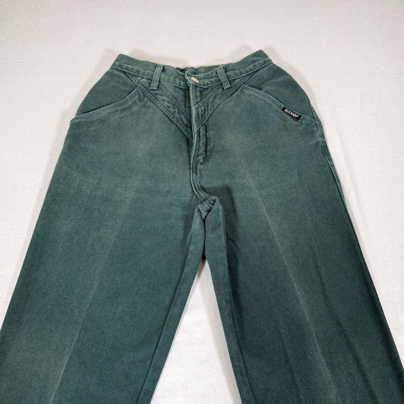 Vintage VINTAGE Rockies Jeans Womens 7 Green Slim Fit Denim Pants 90s Straight High Rise 36 In Inseam Mens Womens Girls Boys Size 28" / US 6 / IT 42 - 2 Thumbnail