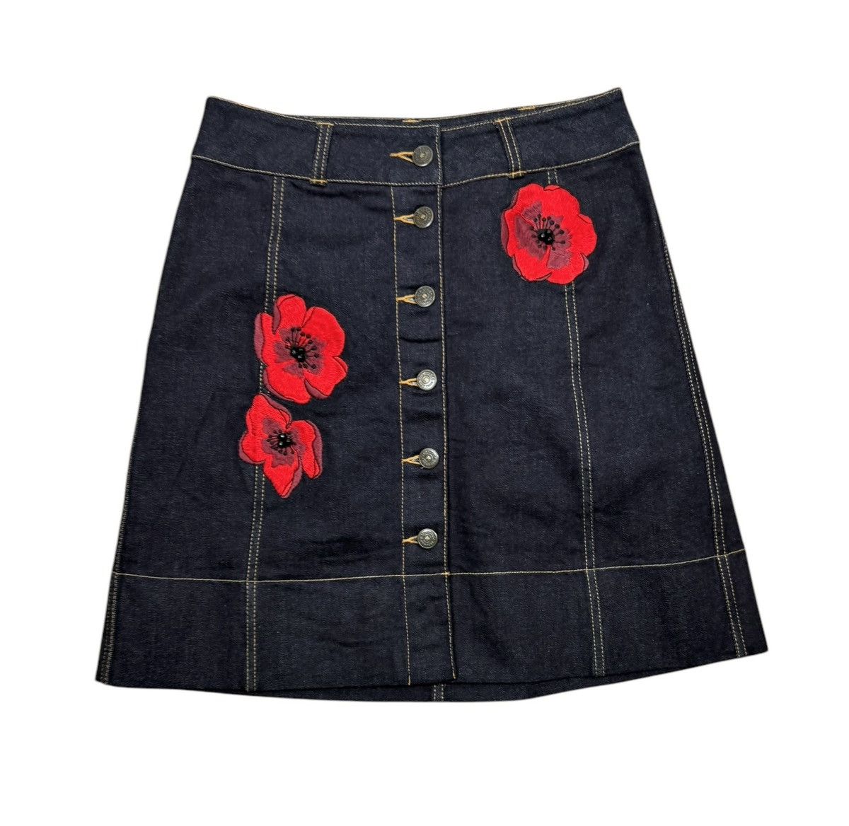 Kate Spade Kate Spade Denim Skirt Embroidered Flowers size 4 Size 36" / US 14 / IT 50 - 8 Thumbnail
