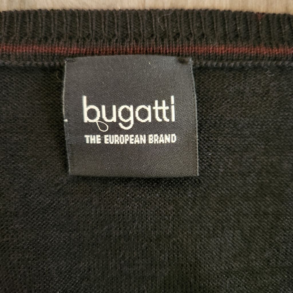 Bugatti Bugatti Mens V-Neck Sweater Size L Black Gray Plaid Size US L / EU 52-54 / 3 - 4 Thumbnail