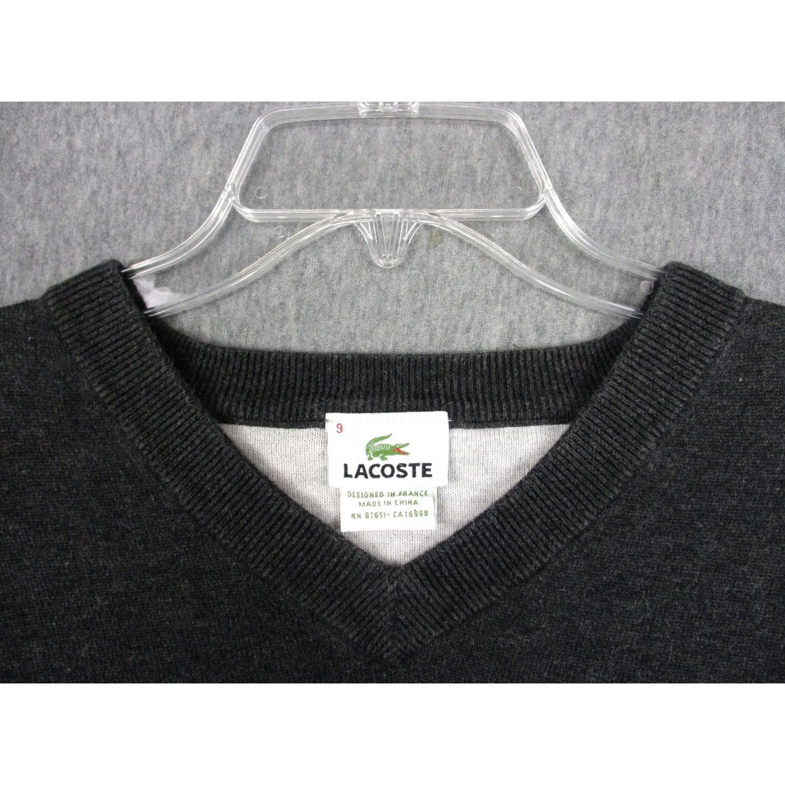 Lacoste Lacoste Mens Vest 3XL Gray Sleeveless V-Neck Cotton Knit Pullover Croc Big & Tall Size US XXL / EU 58 / 5 - 3 Thumbnail