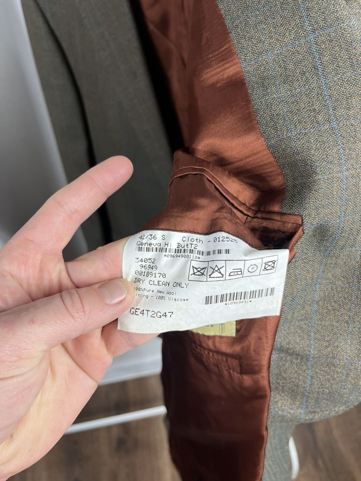 Magee Magee Wool Suit Green Check Blazer Pants Tailored Set Size 42R - 9 Thumbnail