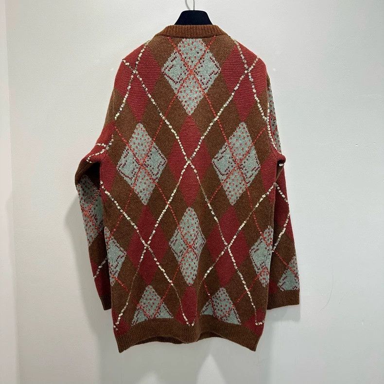 Gucci Gucci Plaid diamond-patterned sequin knitted cardigan jacke Size US S / EU 44-46 / 1 - 2 Thumbnail
