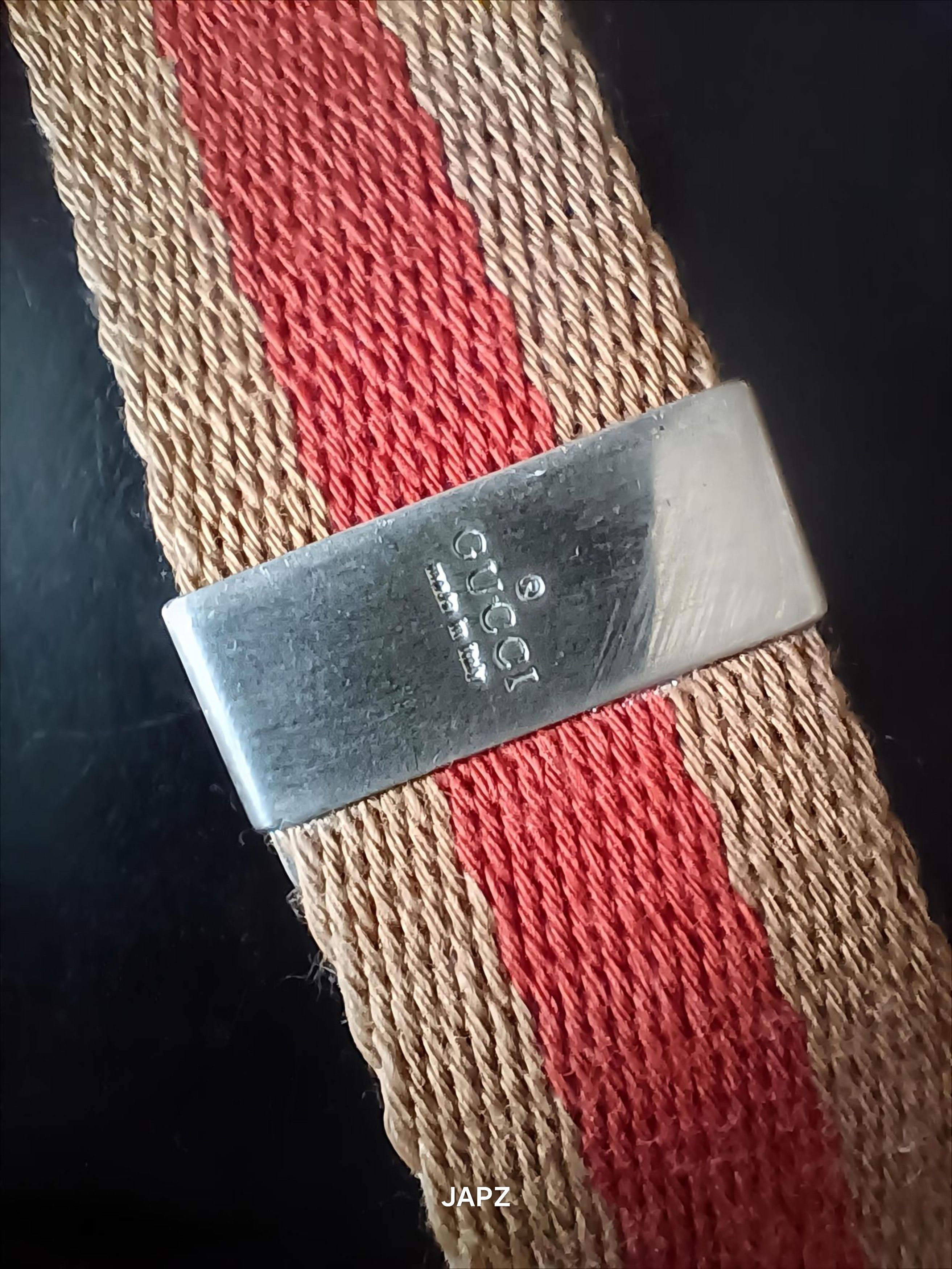 Gucci Vintage Gucci stripe interlocking canvas belt Size ONE SIZE - 3 Thumbnail