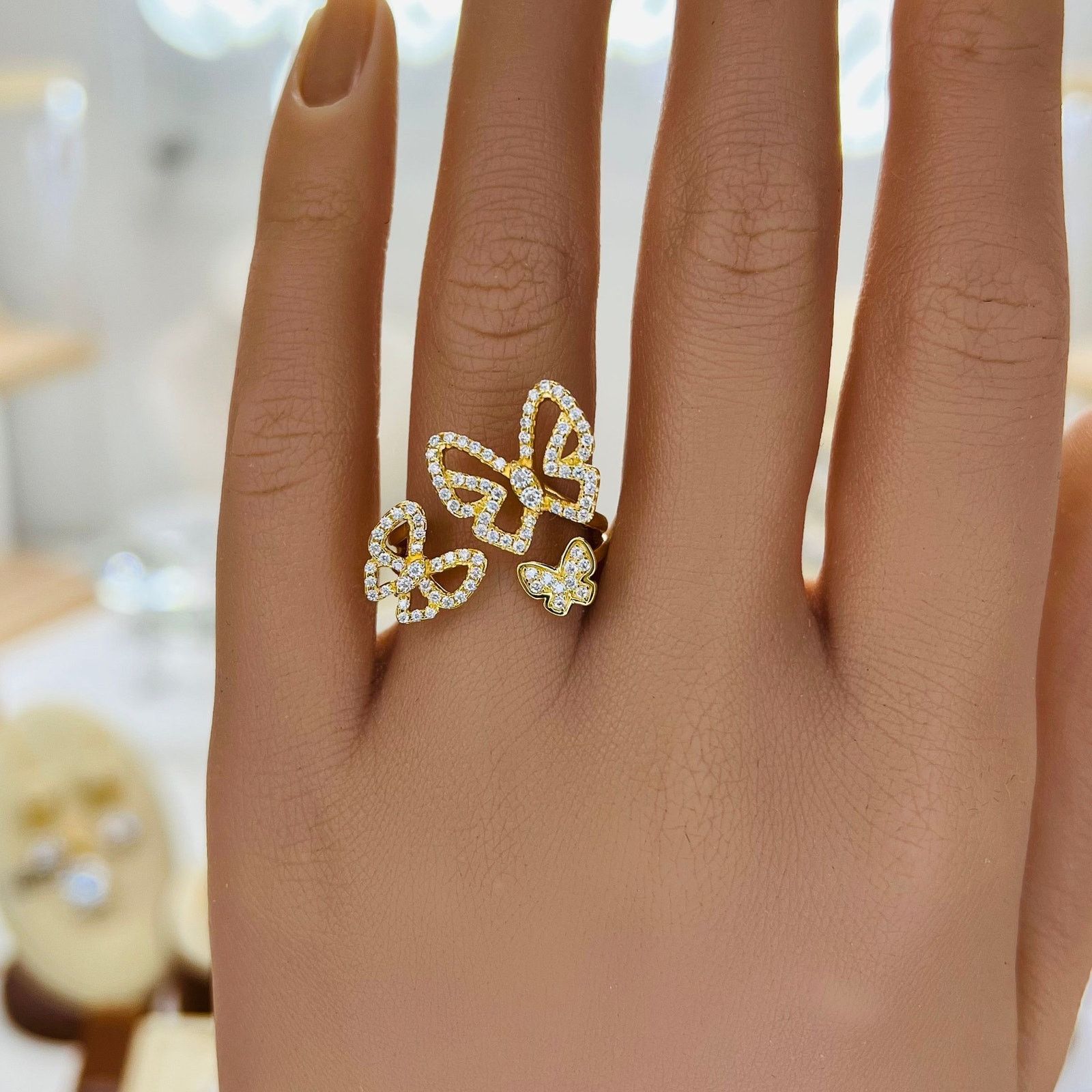 Other Triple Butterfly Moissanite Pavé Cocktail Ring Size ONE SIZE - 3 Thumbnail