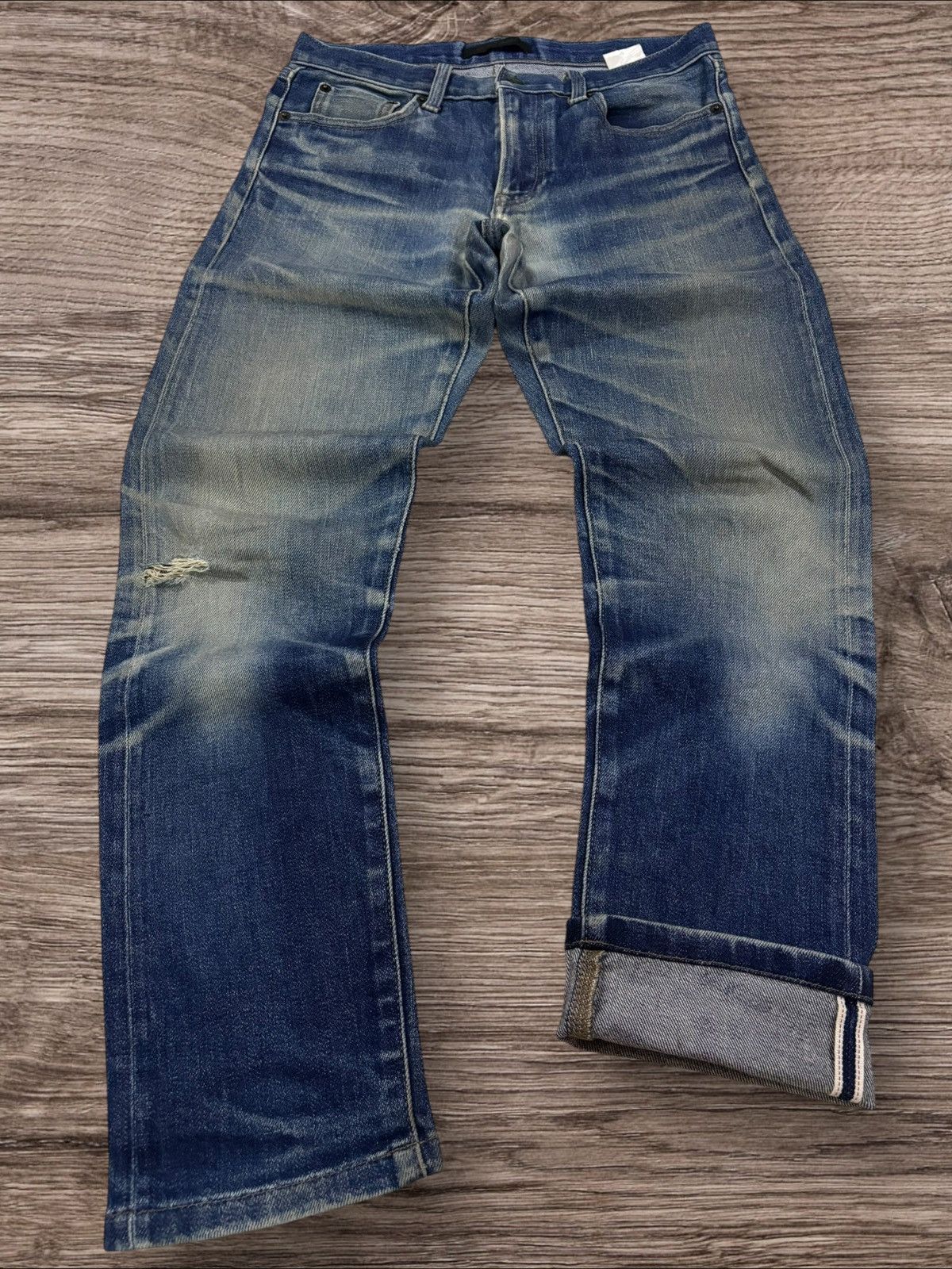 Jun Takahashi Vtg Uniqlo Selvedge Undercover Inspired Faded Mud Wash Jeans Size US 29 - 1 Thumbnail