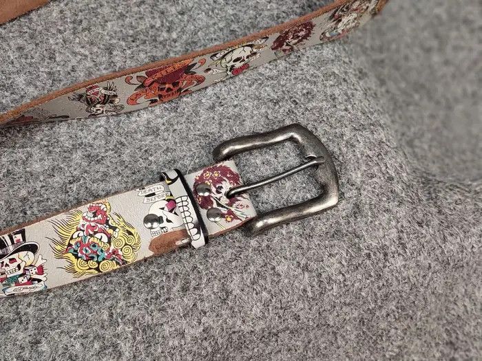 Ed Hardy Vintage Ed Hardy Multi Logo Brown Leather Belt Y2K Style Size ONE SIZE - 7 Thumbnail