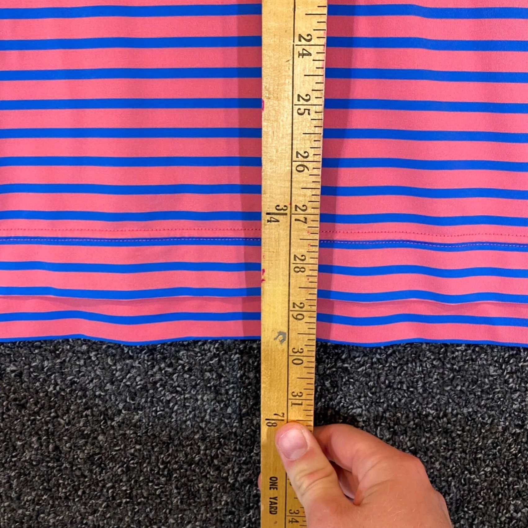 Footjoy FootJoy Polo Shirt Mens Large Pink Blue Striped Golf Performance Stretch Sport S/S Size US L / EU 52-54 / 3 - 4 Thumbnail