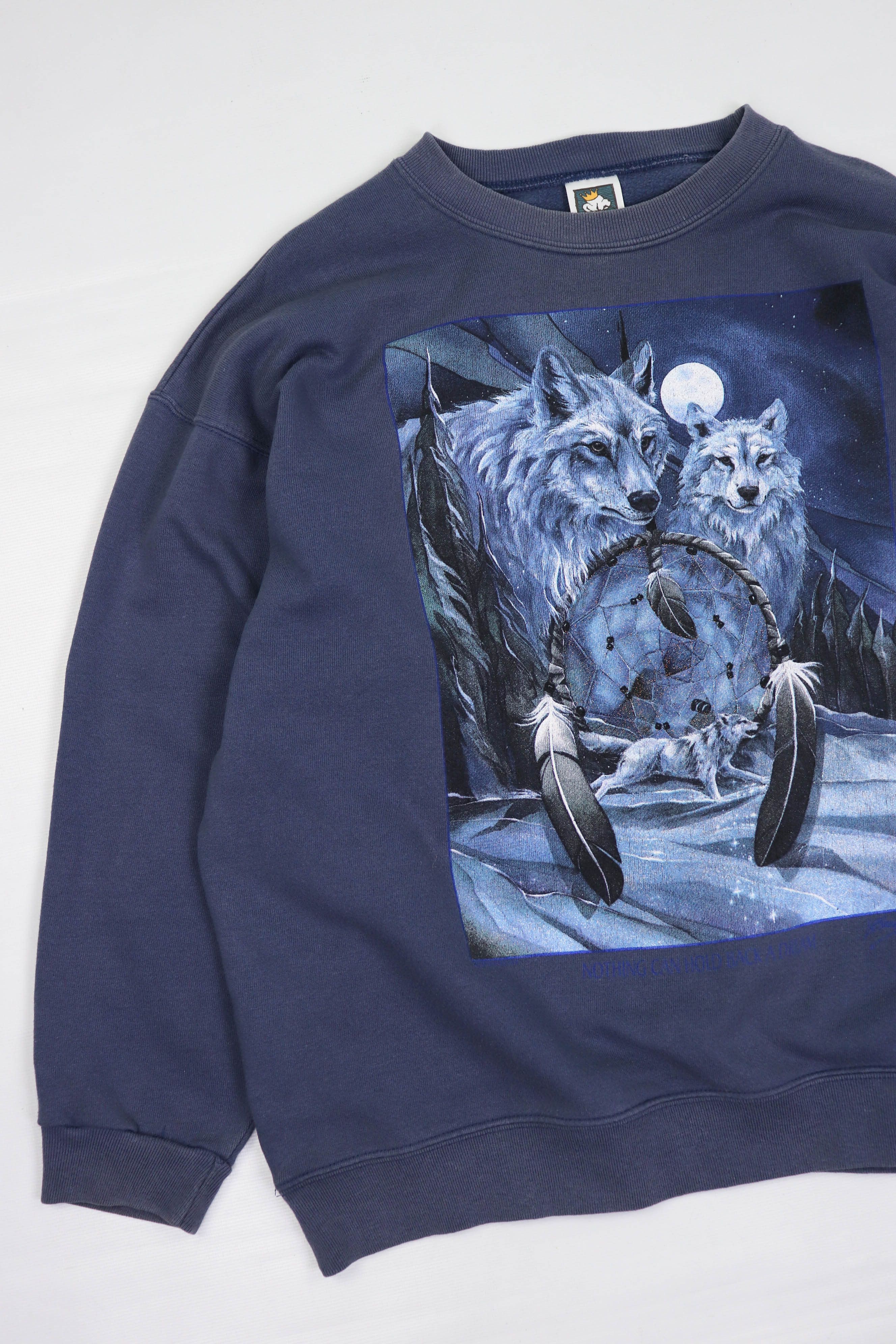 Vintage Vintage 90s Wolfs Graphics Sun Faded Crewneck Sweatshirt Size L / US 10 / IT 46 - 4 Thumbnail