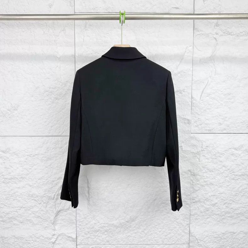 Versace Versace Black cut-out solid color long-sleeved jacket coat Size XS / US 0-2 / IT 36-38 - 2 Thumbnail