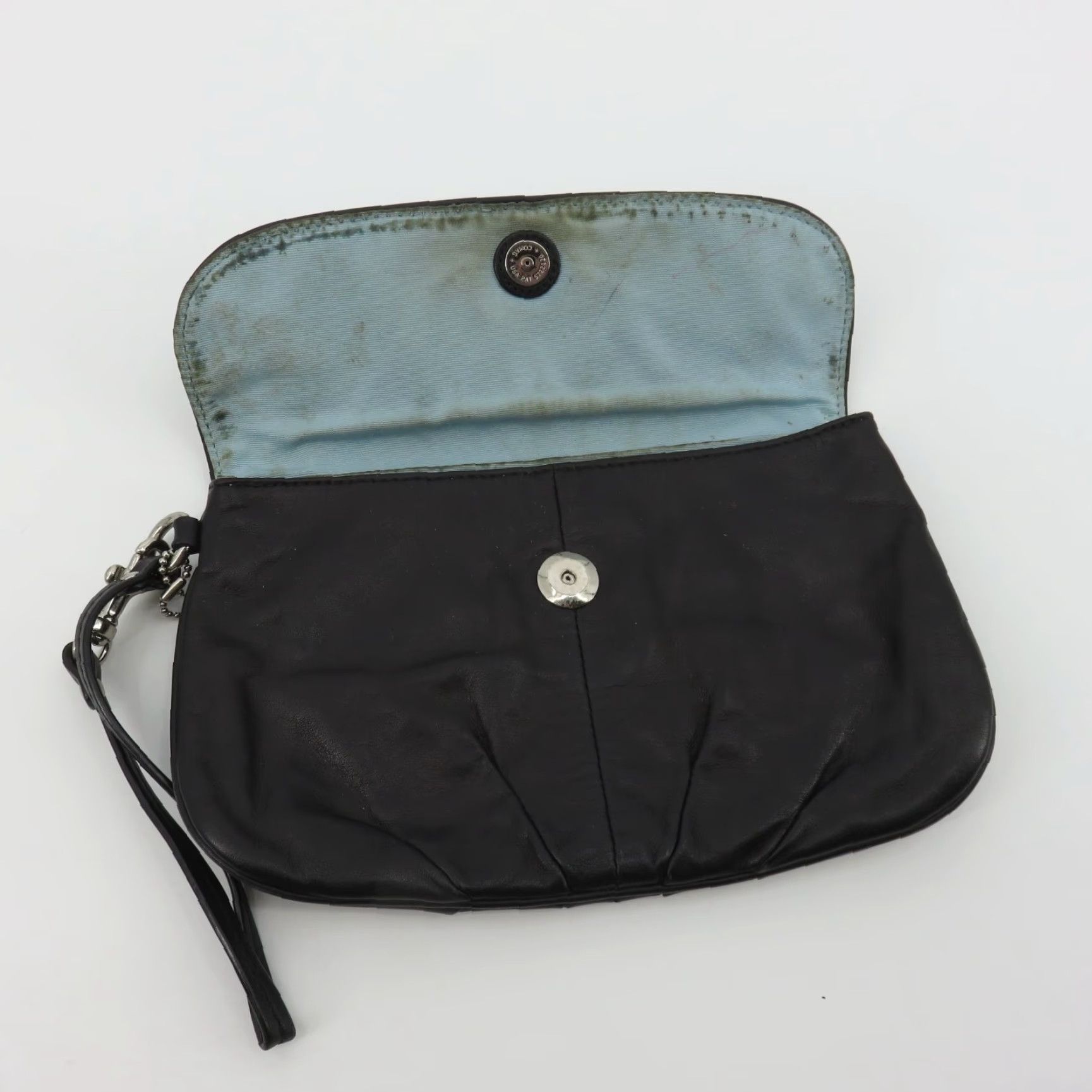 Coach VINTAGE Coach Black Pleated Leather Wristlet Clutch Purse Handbag Silver Hardware Y2K Women Size ONE SIZE - 2 Thumbnail