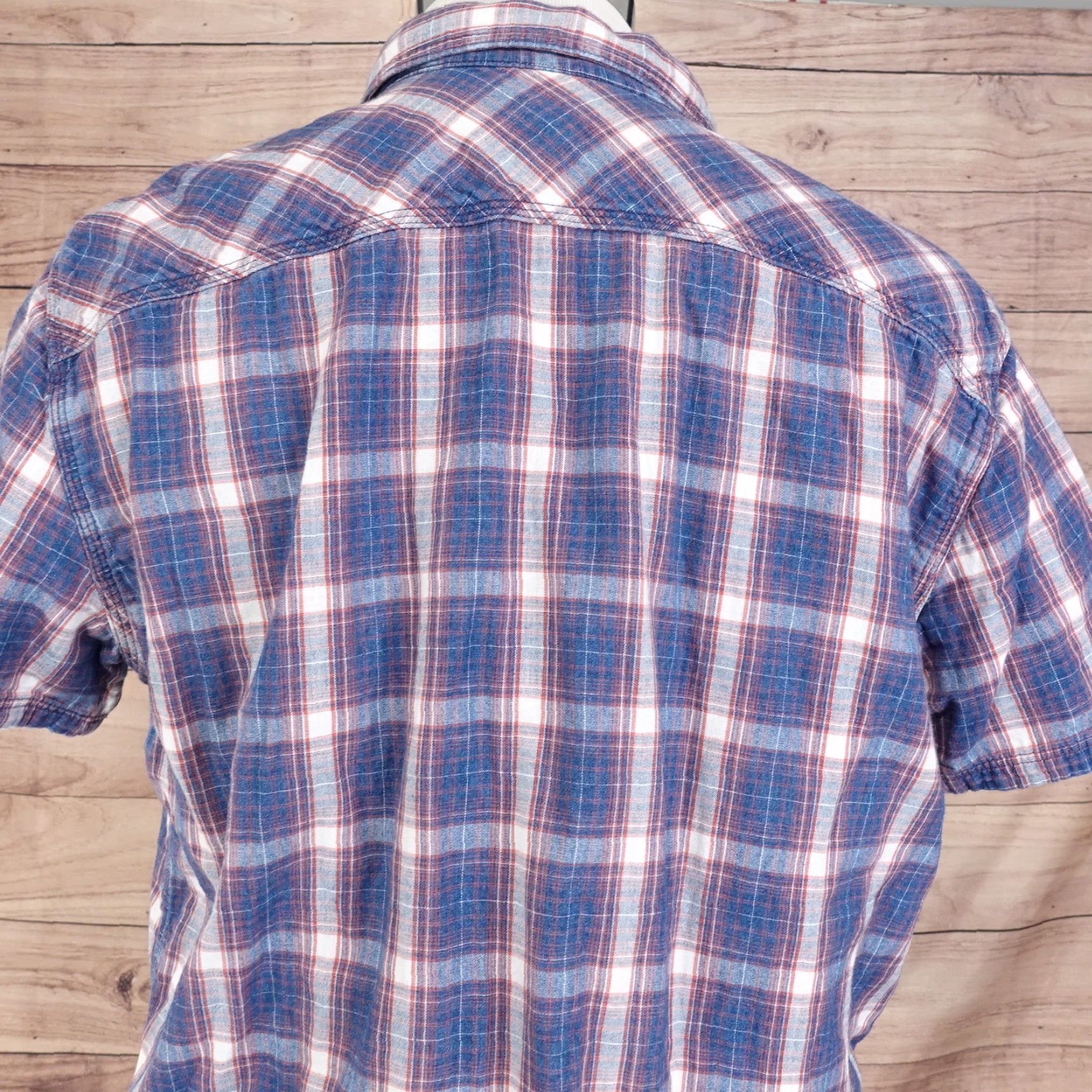 Gap GAP Plaid Button-Up Shirt Mens Size L Blue Short Sleeve 1969 Size US L / EU 52-54 / 3 - 5 Thumbnail