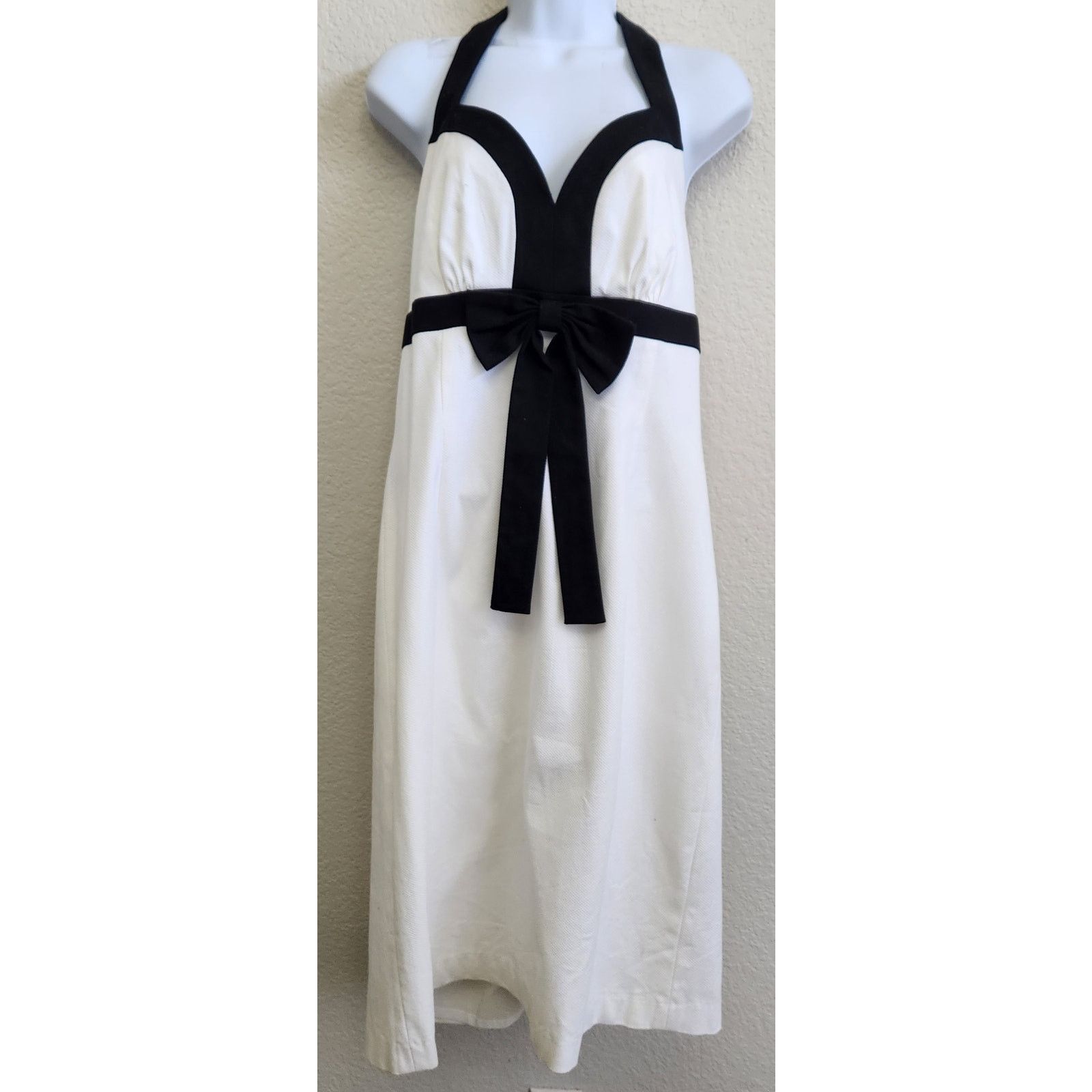 Other Options By Shani White Black Trim Halter Midi Dress 12 Size XL / US 12-14 / IT 48-50 - 1 Thumbnail
