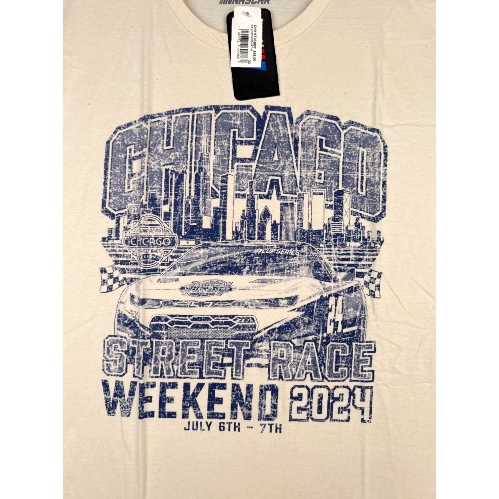 NASCAR Nascar Chicago Street Race Shirt Adult 3XL Ivory Cotton Short Sleeve Men’s T-Shirt Racing Cars Outdoor 2020s Mens Size US XXL / EU 58 / 5 - 6 Thumbnail
