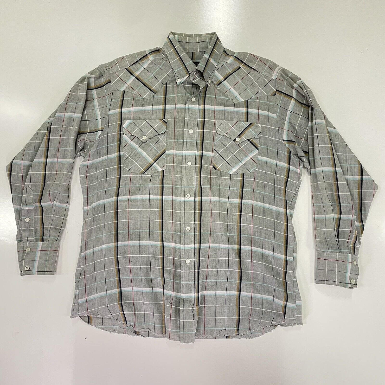 Chemise Western Vintage Panhandle Slim - Violet à Carreaux, Snaps, 15.5, Homme
