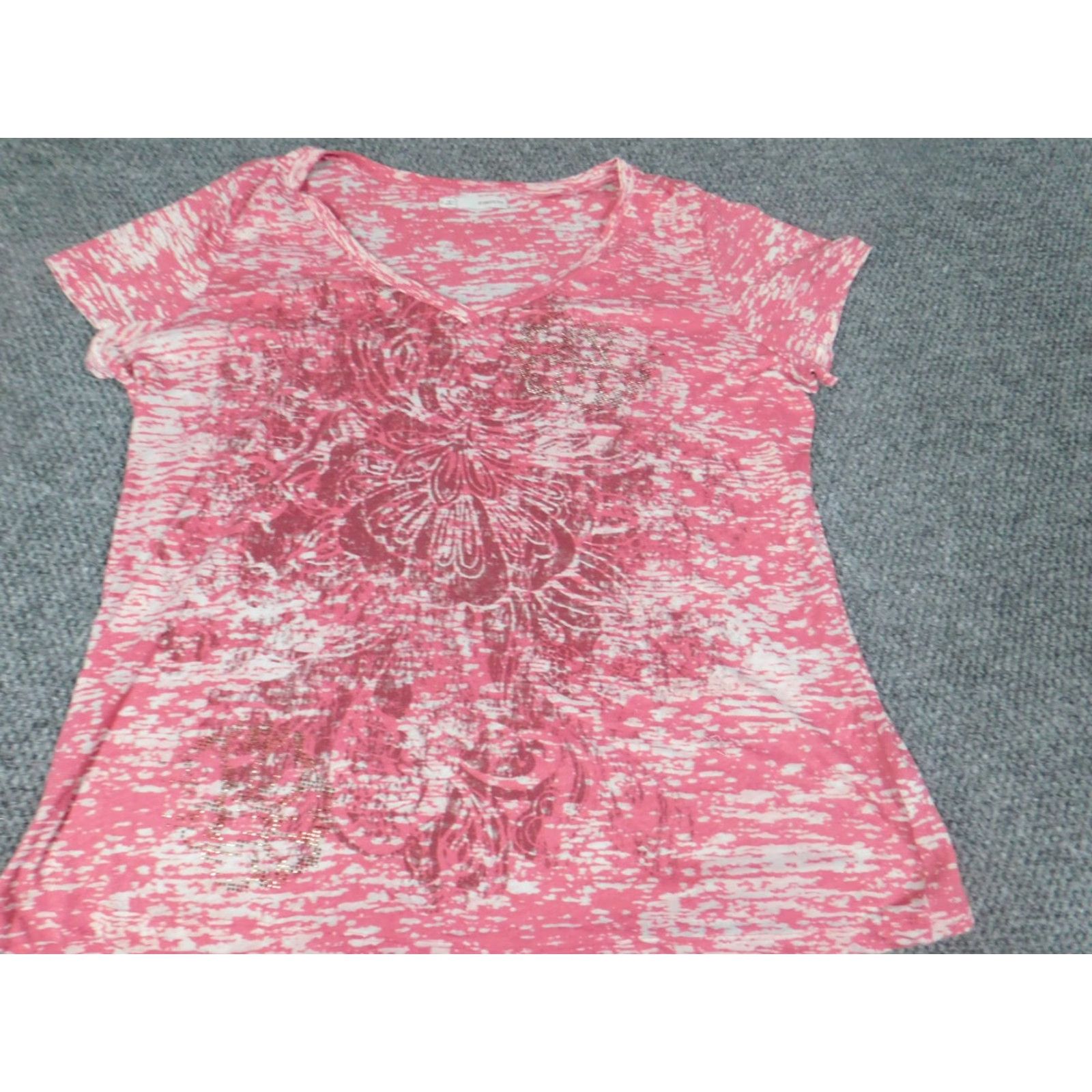 Vintage Maurices Blouse Shirt Womens 2 Pink Round Neck Short Sleeve Lace Button Casual Stretch Cotton Polyester Vintage No Size XS / US 0-2 / IT 36-38 - 3 Thumbnail