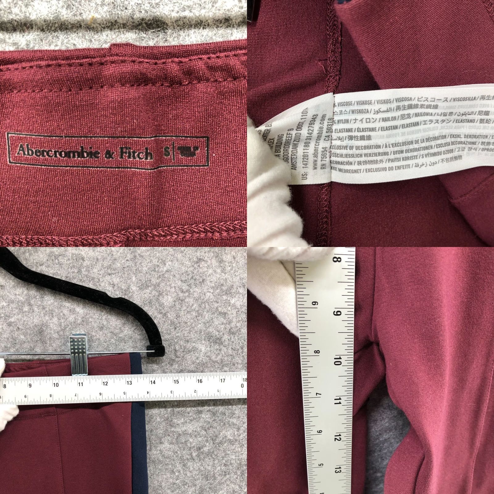 Abercrombie & Fitch Abercrombie & Fitch Leggings Womens S Red Burgundy High Rise Yoga Workout Size 28" / US 6 / IT 42 - 8 Thumbnail
