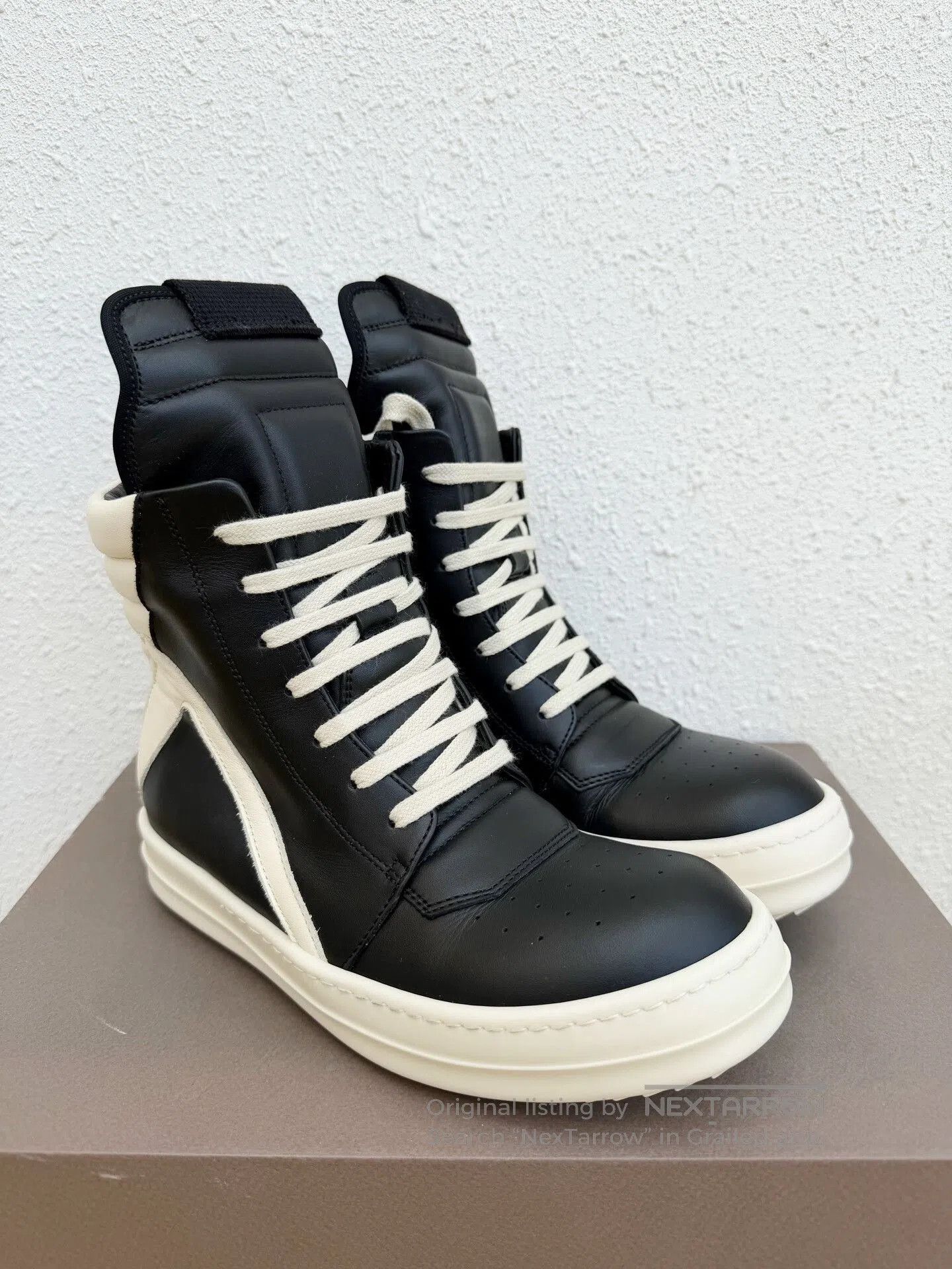 Rick Owens Rick Owens New Black White Leather High-Top. Size US 5 / IT 35 - 1 Thumbnail