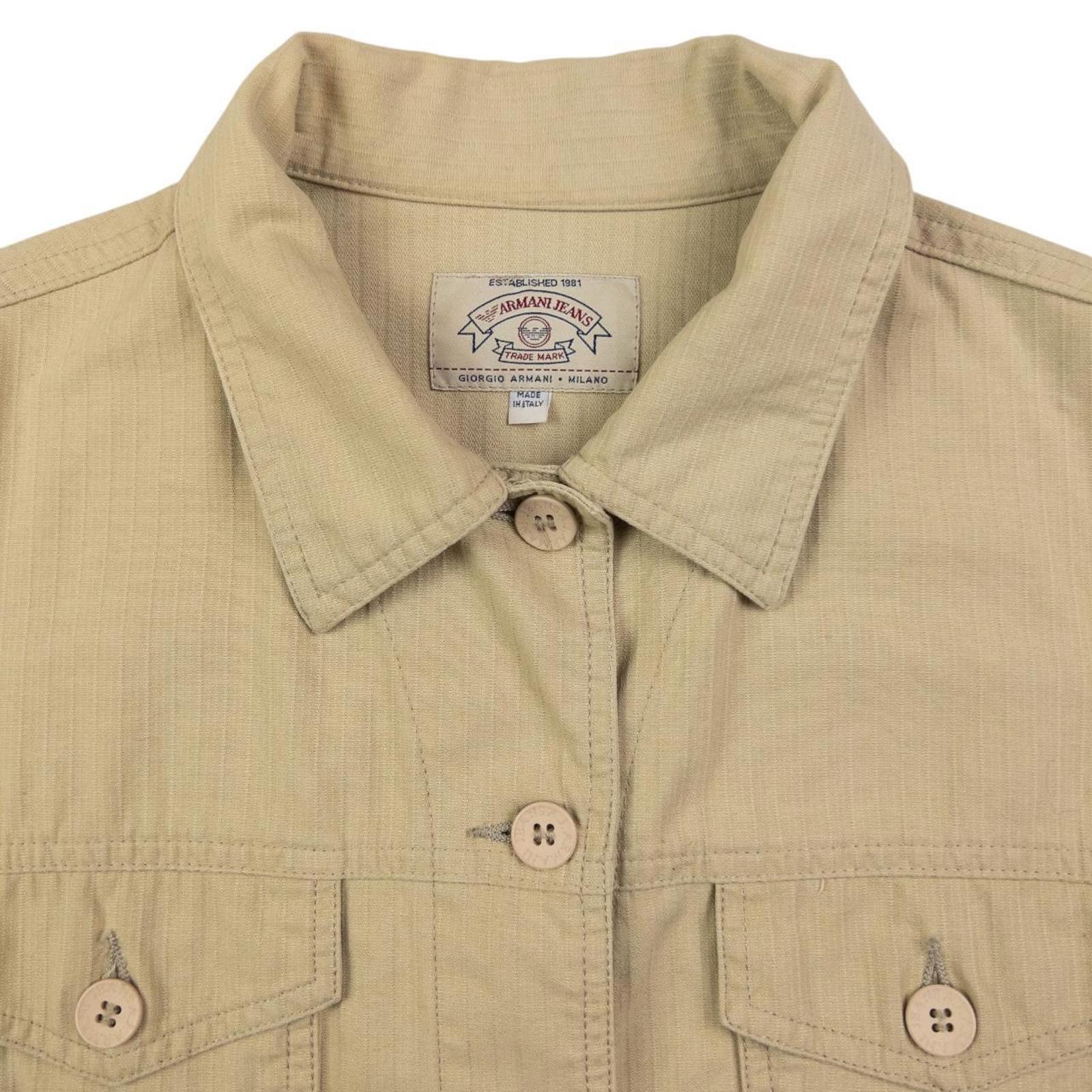 Designer Vintage Armani Jeans Cropped Button Up Jacket Womens Size S Size ONE SIZE - 3 Thumbnail