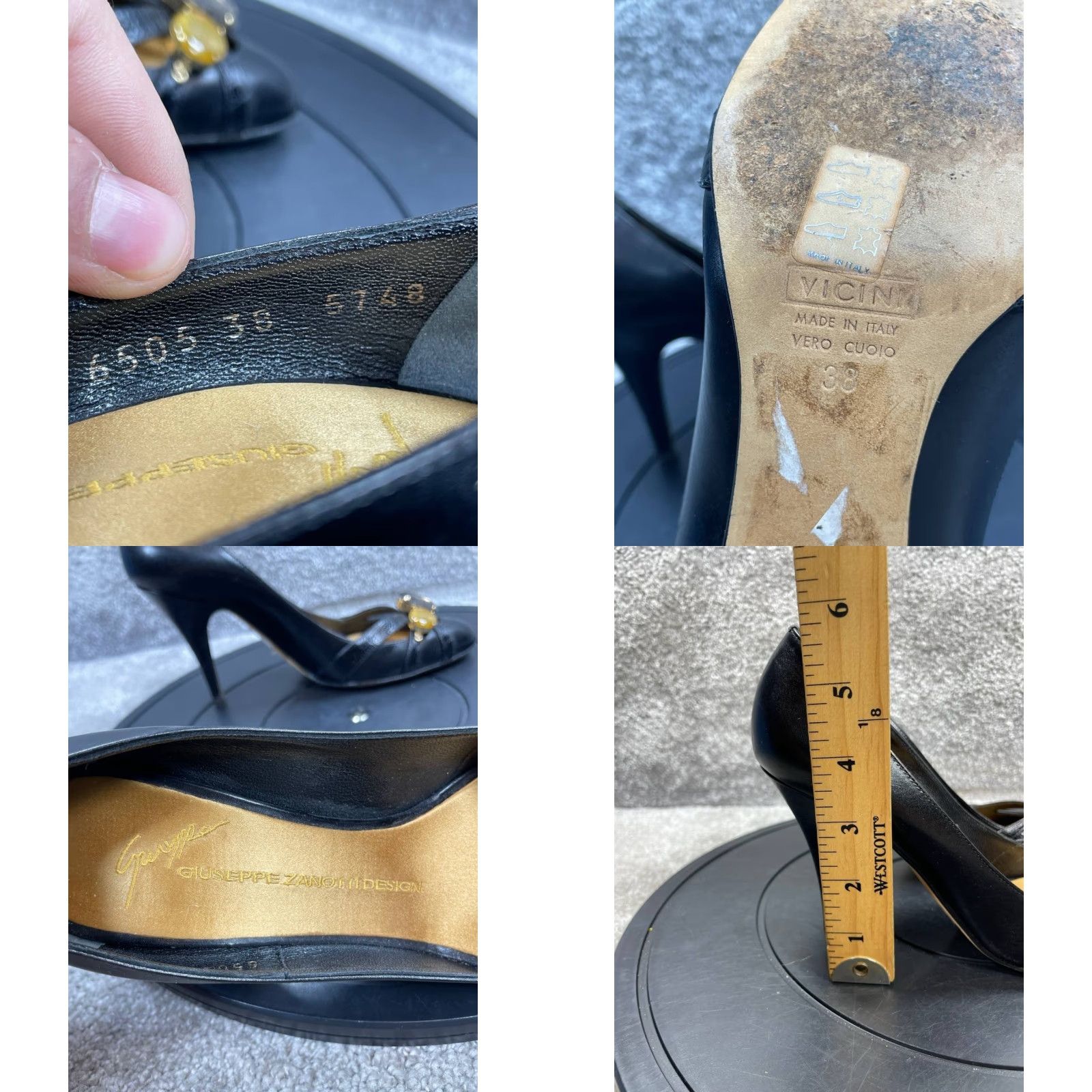 Giuseppe Zanotti VICINI by GIUSEPPE ZANOTTI Heel Womens 38 EU 7.5 US Pump Black Leather Stiletto Size US 7.5 / IT 37.5 - 8 Thumbnail
