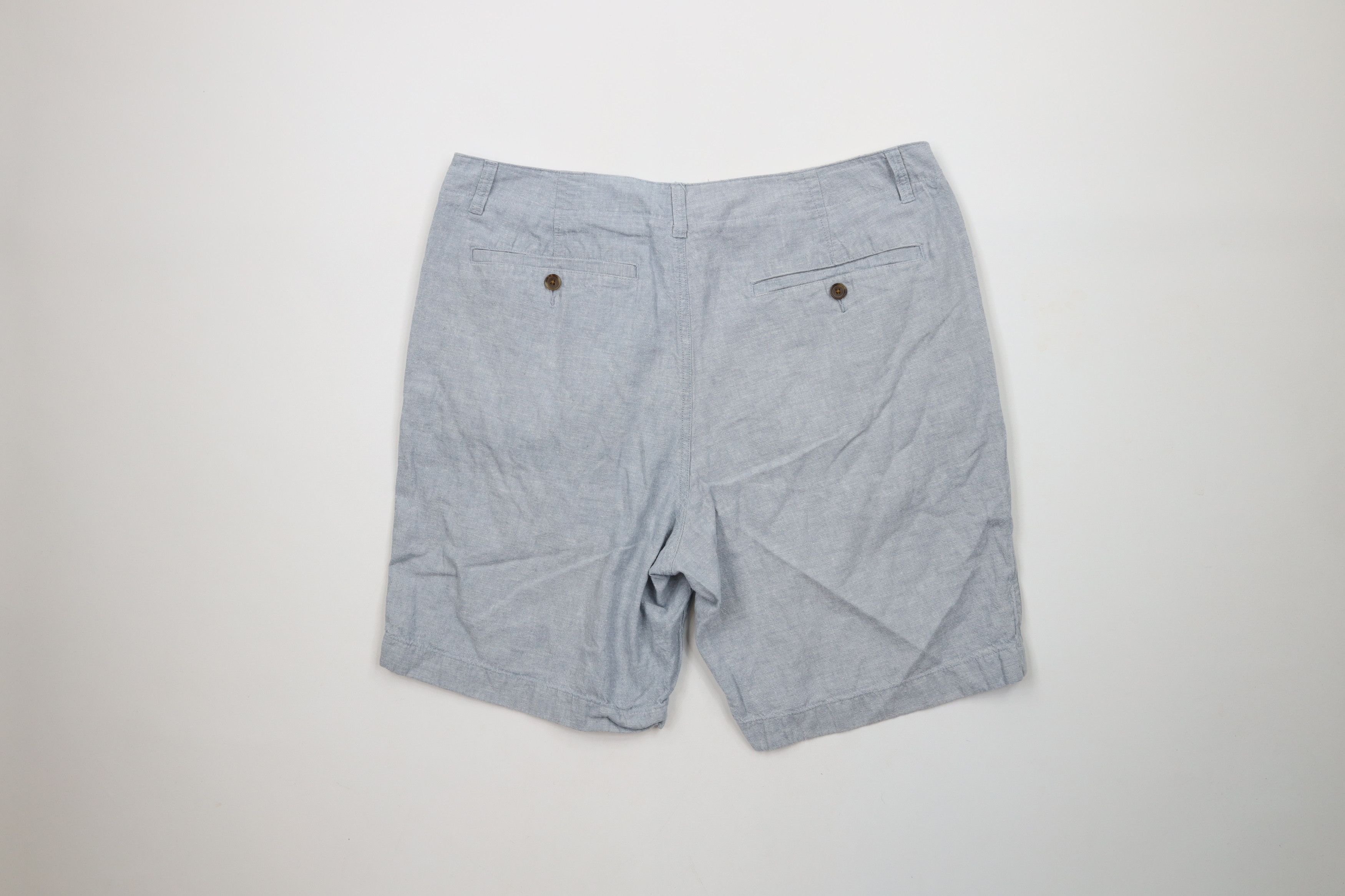 J.Crew × Vintage J Crew Gramercy Above Knee Linen Blend Chambray Shorts Blue Size US 38 / EU 54 - 11 Thumbnail