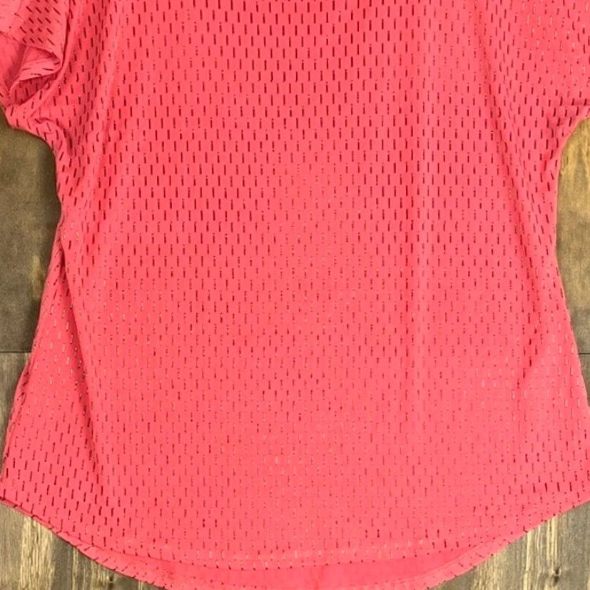 Vintage Chicos Women Blouse Coral Gold Beaded Short Sleeve Round Neck Stretch 1 (M) Size M / US 6-8 / IT 42-44 - 3 Thumbnail