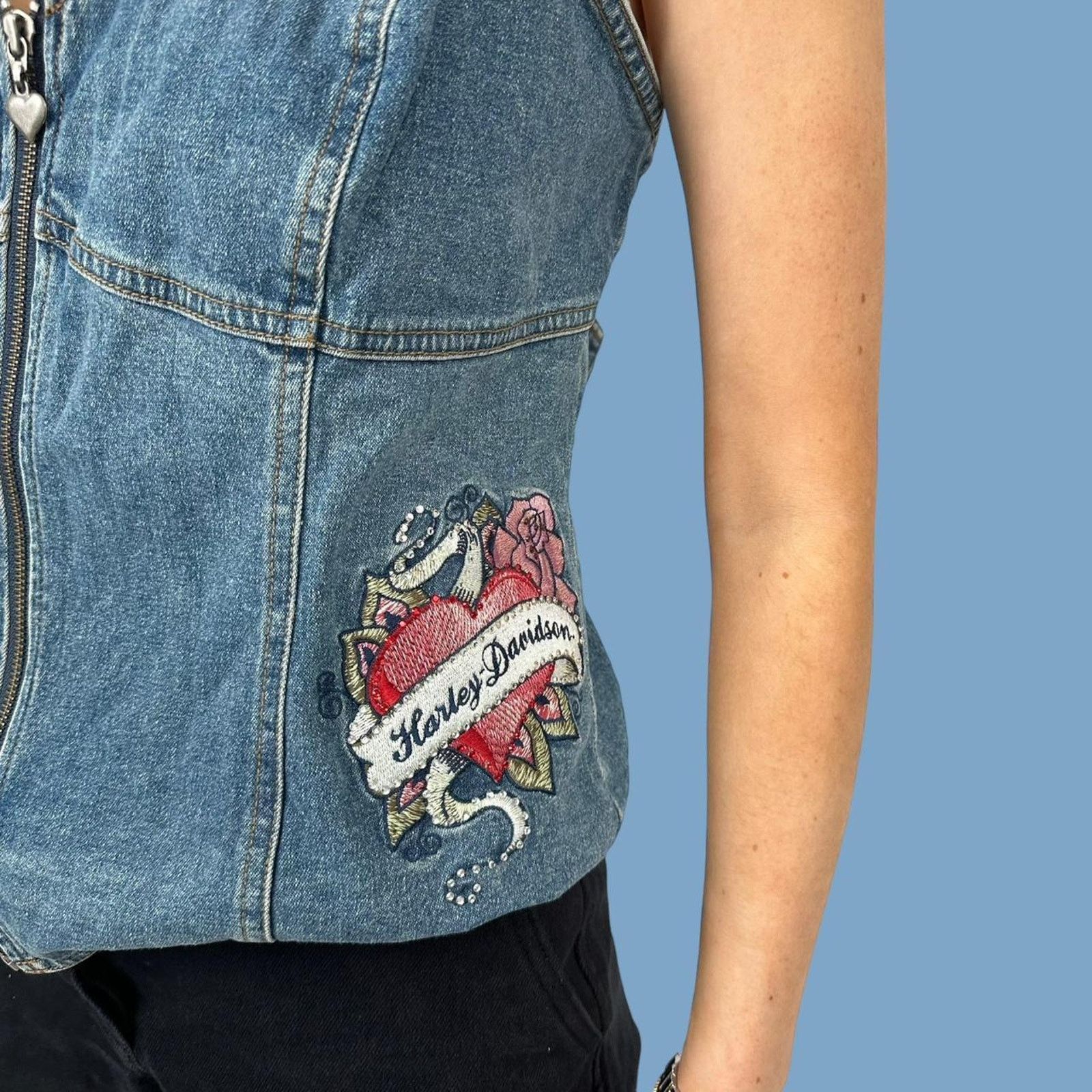 Harley Davidson Vintage womans harley davidson denim Top Size XL / US 12-14 / IT 48-50 - 2 Thumbnail