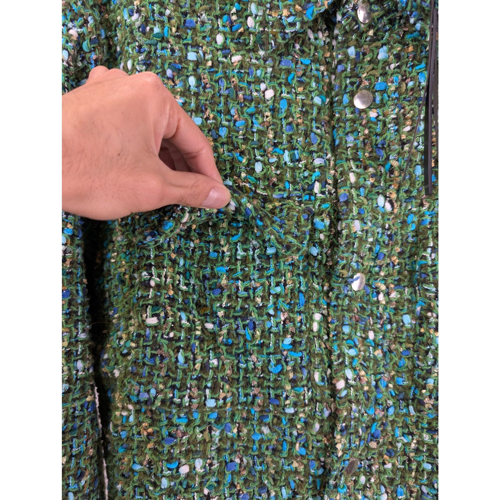 Amiri o1rshd1 Boucle Overshirt Button up Shirt in Rain Forest Size US M / EU 48-50 / 2 - 9 Thumbnail